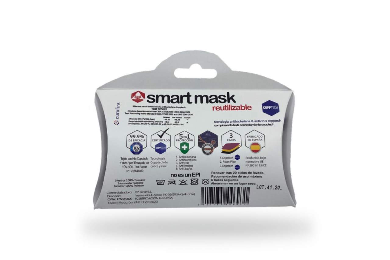 Las mascarillas con tejido Copptech de Smart Mask
