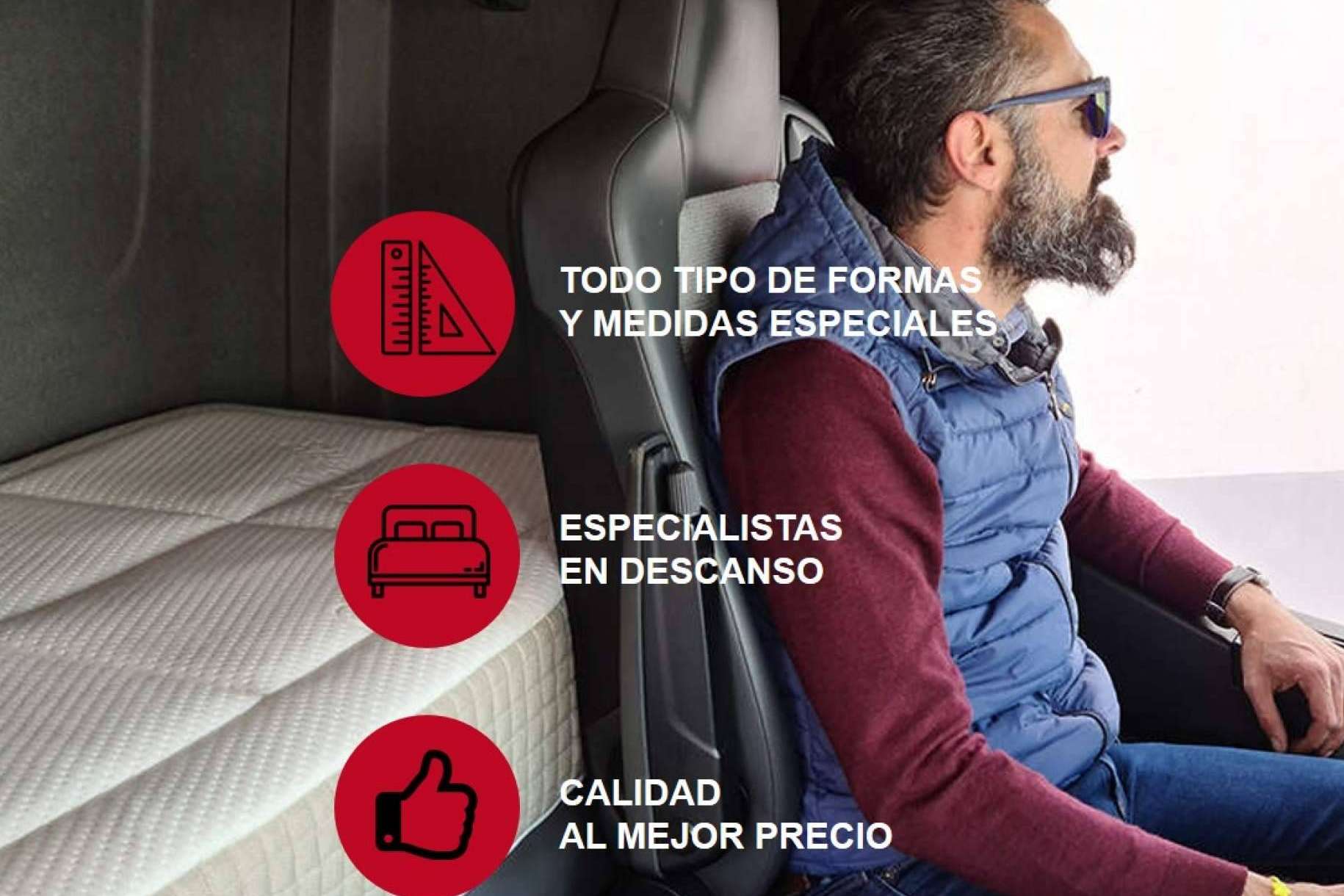 La línea específica de colchones de camiones de SoloDuerme para cualquier marca y modelo de camión